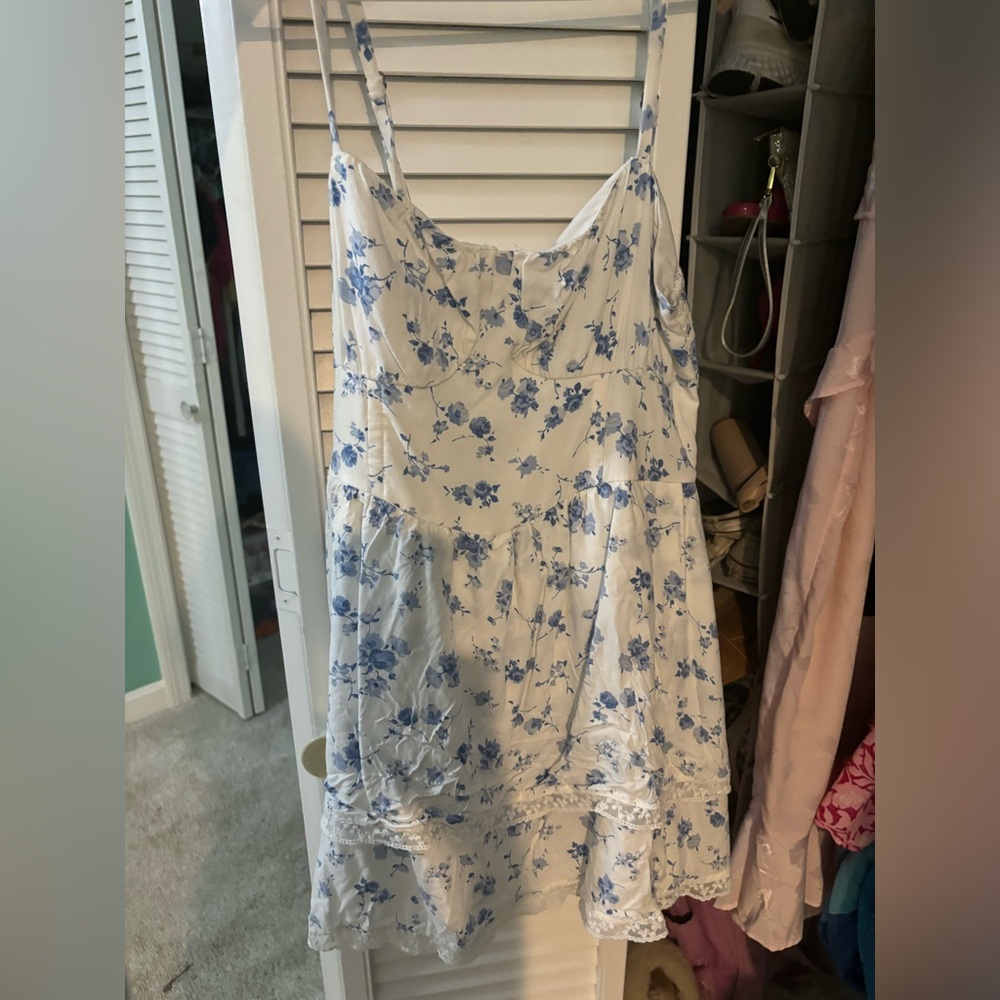 Hollister blue and white floral dress